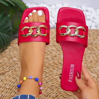Nuove pantofole da donna estive Sandali piatti firmati moda Roma Suola morbida Scarpe sexy da donna Pantofole da spiaggia traspiranti Scivoli da donna