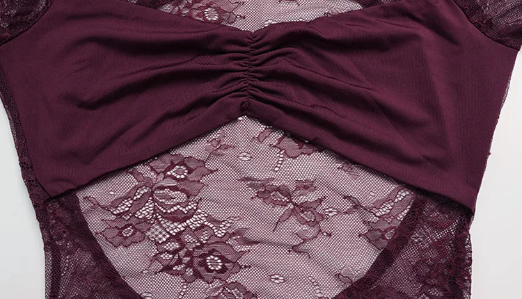 CNYISHE Patchwork di pizzo Backless O Collo Abiti da donna Moda Sheer Manica lunga Guaina Abiti Scava Fuori Femminile Hip Wrap Aderente