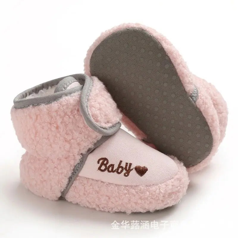 Scarpe da Passeggio per Neonati 0-1 Anno, Scarpe in Cotone con Suola Morbida e Chiusura a Velcro, Calde e Spesse, Stivali Invernali da Neve, Calzature per Neonati