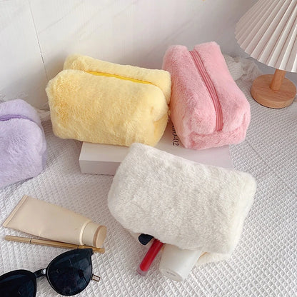 Borse per il trucco in pelliccia di leopardo per le donne Borsa per cosmetici da viaggio morbida Custodia per organizer Custodia per borse da donna per ragazze