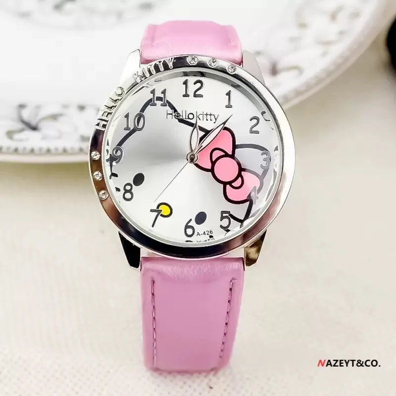 Hello Kitty Sanrio bambini Orologio al quarzo Donna Bambini Casual Impermeabile Kawaii Cartoon Orologi Orologio da polso di moda Regali