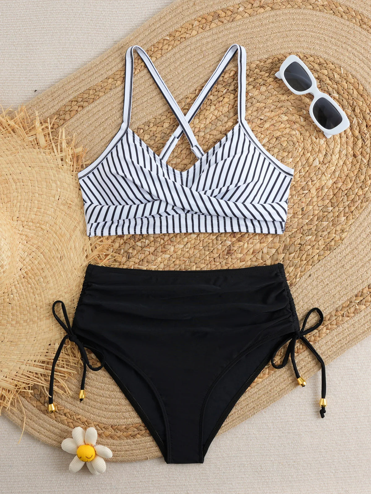 2026 Strappy High Waist Bikinis Padded Swimsuit Women Sexy Swimwear Female Bathers Bathing Swimming Swim Suit Beachwear XL