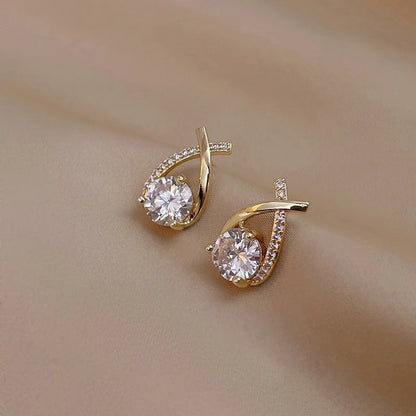 SKEDS Orecchini a croce alla moda per donne Ragazze Stile coreano Eleganti gioielli in cristallo Anelli per orecchie Orecchini a coda di pesce da donna Regalo