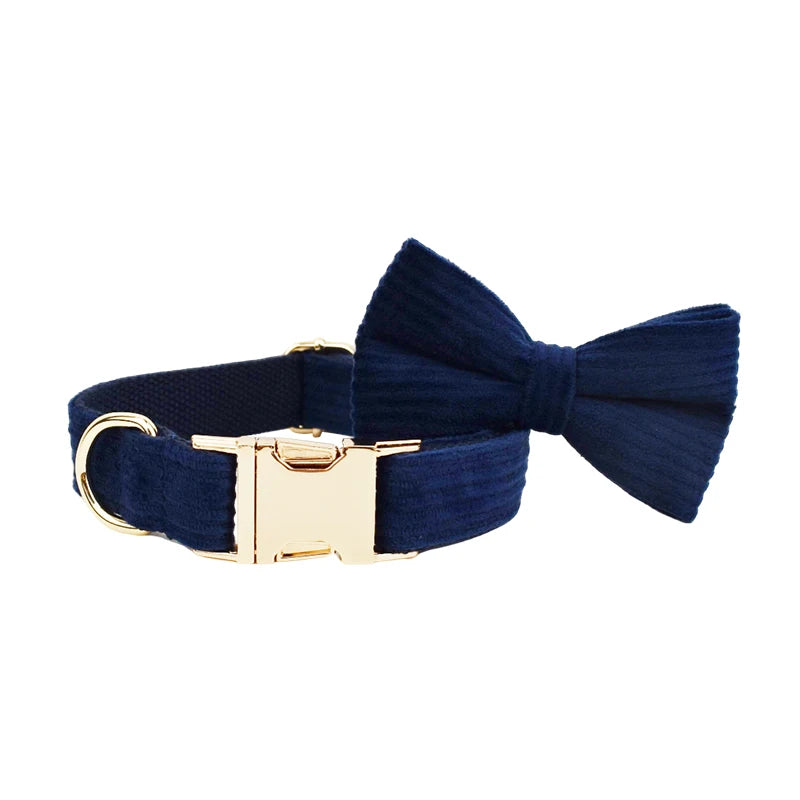 Set di collare e guinzaglio per cani in velluto a coste blu violaceo, con targhetta personalizzata incisa, accessori per animali domestici, guinzaglio per cani in velluto a coste17