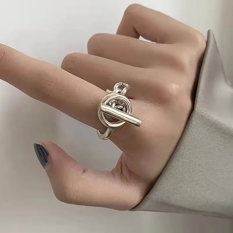 Anelli in Argento Sterling 925, Nuovi Gioielli da Festa, Charm Vintage, Design Geometrico a Doppio Strato, Accessori Regalo, Dropshipping