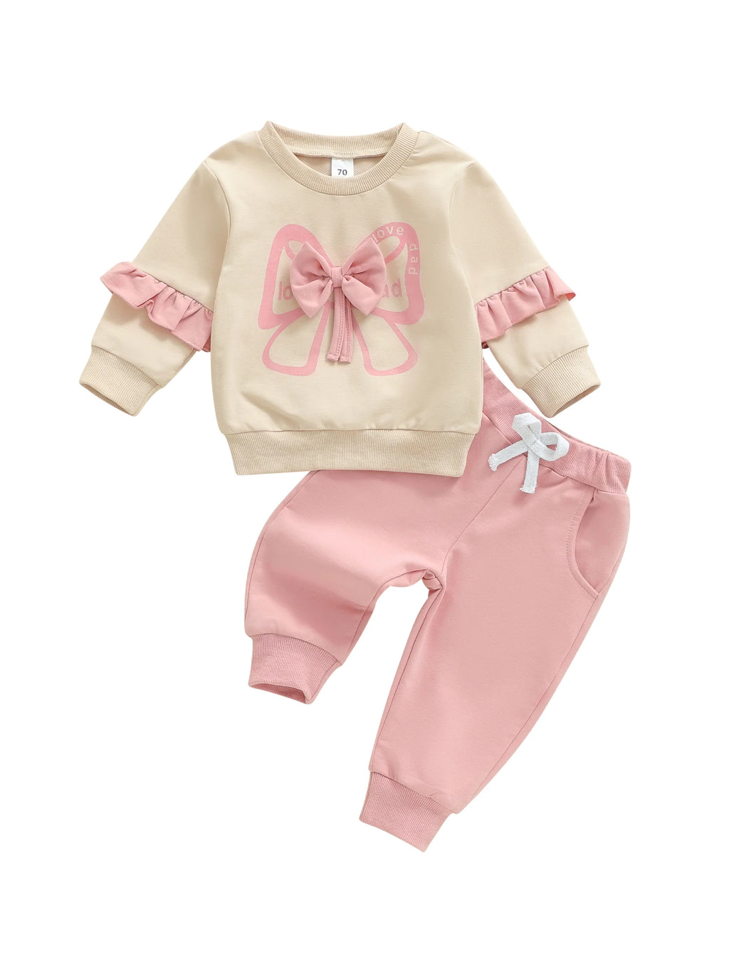 Citgeett Primavera Bambino Ragazza Autunno Abiti Fiocco Stampa Manica lunga Pullover con volant Pantaloni in vita elastica Set di vestiti