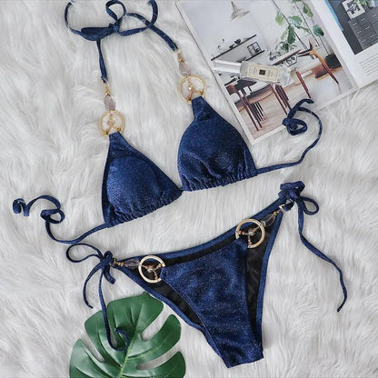 nuovo costume da bagno in due pezzi con strass 2026 cristallo di lusso perizoma Sexy perizoma Bikini Set costumi da bagno da donna costume da bagno Sexy da spiaggia