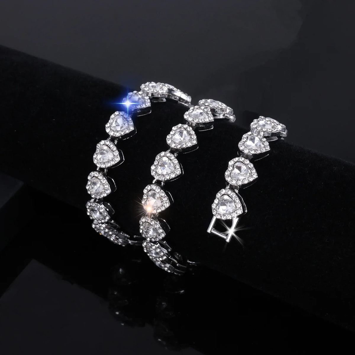 ZAKOL 45CM Nuovo Hip Hop Tennis Bracciale a catena Collana Cuore lucido Strass CZ Fashion Rock Party Set di gioielli