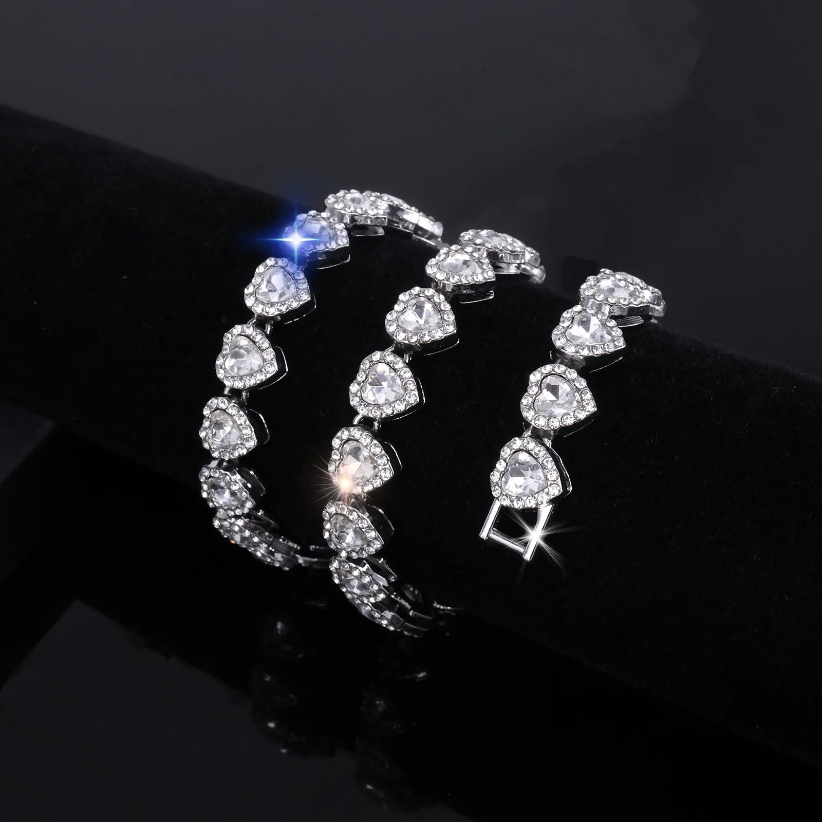 ZAKOL 45CM Nuovo Hip Hop Tennis Bracciale a catena Collana Cuore lucido Strass CZ Fashion Rock Party Set di gioielli