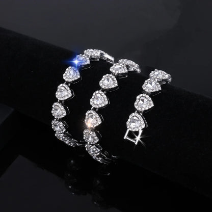 ZAKOL 45CM Nuovo Hip Hop Tennis Bracciale a catena Collana Cuore lucido Strass CZ Fashion Rock Party Set di gioielli