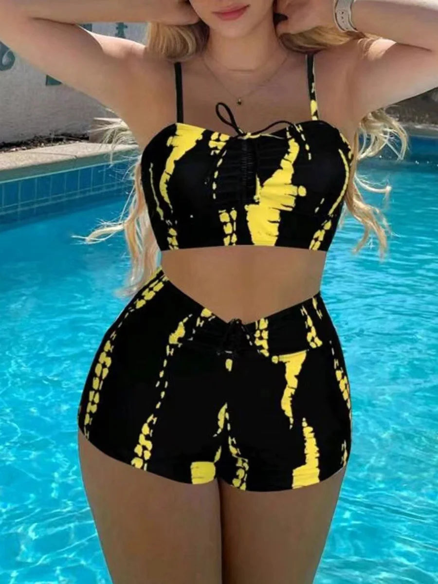 2026 Imprimer Taille Haute String Deux Pièces Bikini Femmes Maillot De Bain Maillots De Bain De Plage D'Été