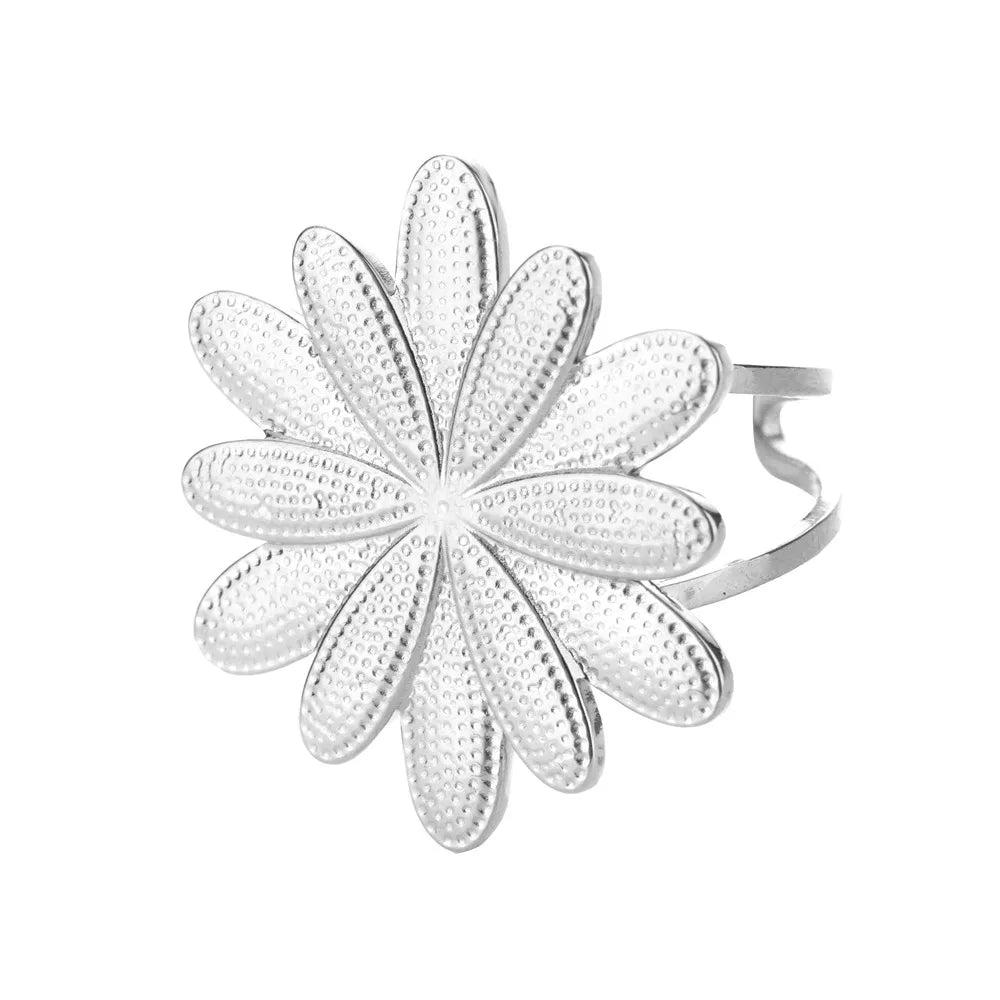Anelli con fiori grandi esagerati in acciaio inossidabile per le donne Anello da dito con girasole color oro Regalo di gioielli estetici di moda femminile