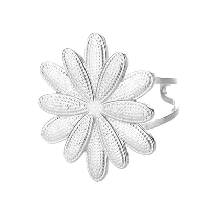 Anelli con fiori grandi esagerati in acciaio inossidabile per le donne Anello da dito con girasole color oro Regalo di gioielli estetici di moda femminile