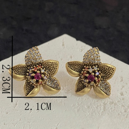 Fashion Jewelry Vintage Temperament High Quality Glass Flower Earrings For Women Female Party Wedding Gift Hot Sale