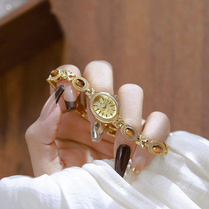 Orologio da donna elegante Bracciale in giada Orologio piccolo Orologi al quarzo moda Orologio da polso dorato di lusso Regali per le donne Marchio originale