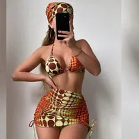 Nuovo costume da bagno bikini sexy pantaloni a rete costume da bagno da donna diviso in tre pezzi