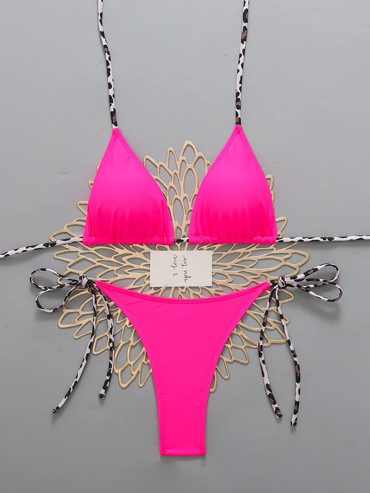Micro-Bikini Damen Zweiteiliger Badeanzug Sexy Leopard Verband Weibliche Bademode Frau 2026 Badeanzug Strandmode Tanga Bikini-Sets