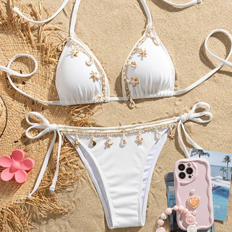 Maillots de bain sexy blancs pour femmes Maillot de bain femme pour la natation Maillots de bain Ensemble bikini brésilien Vêtements de plage Baigneur de piscine