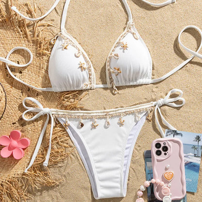 Maillots de bain sexy blancs pour femmes Maillot de bain femme pour la natation Maillots de bain Ensemble bikini brésilien Vêtements de plage Baigneur de piscine