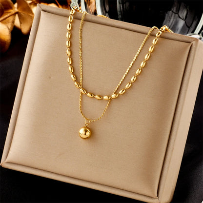 DIEYURO Collana a catena di perle con perline geometriche in acciaio inossidabile 316L per le donne Nuove ragazze punk girocollo spesso gioielli regali per feste
