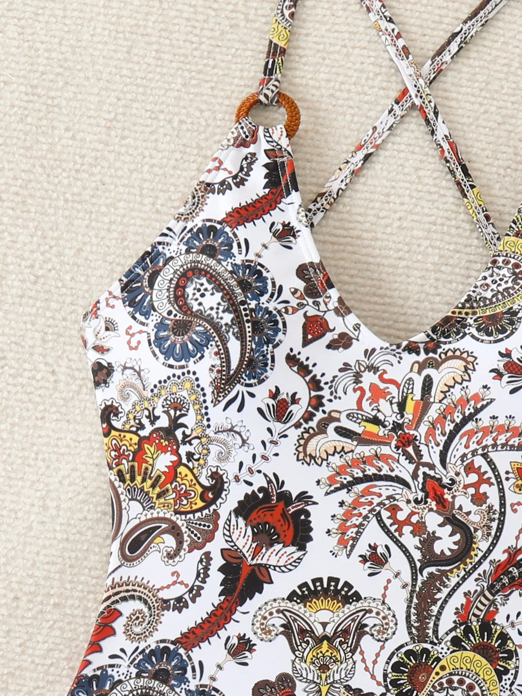 2025 New Sexy Printed Cross Slimming One-Piece Swimsuit Women's Bikini Swimwear Integrated Design for Active Lifestyle