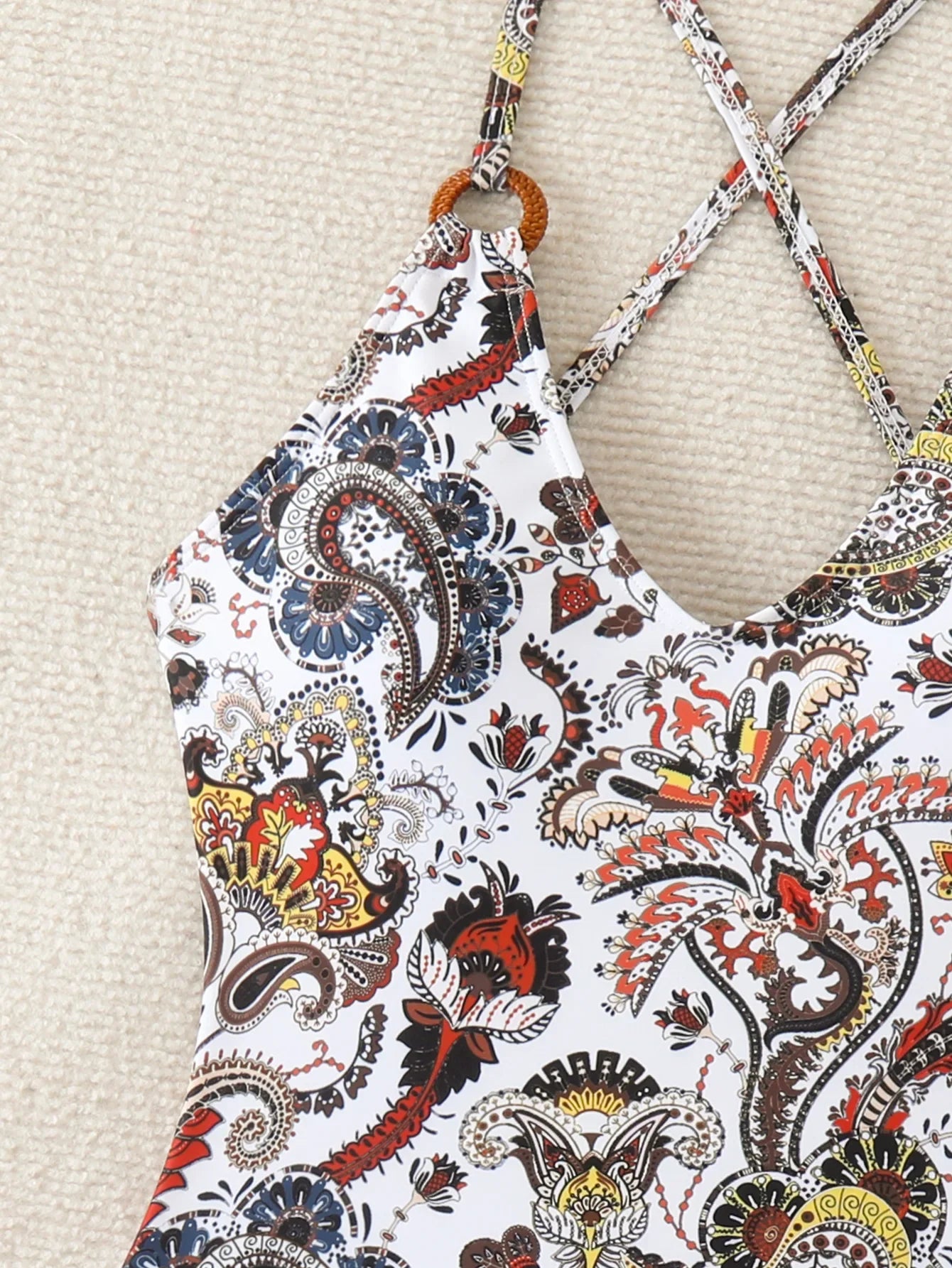 2025 New Sexy Printed Cross Slimming One-Piece Swimsuit Women's Bikini Swimwear Integrated Design for Active Lifestyle