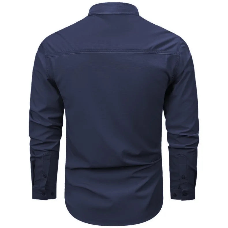 Camicia a maniche lunghe da uomo primavera autunno Camicie da lavoro tattiche da uomo Top Camicie cargo da pesca per escursionismo multitasche da esterno ad asciugatura rapida