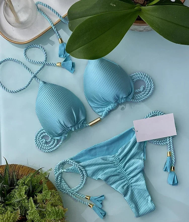 Costume da bagno donna bikini set bikini sexy con coulisse costumi da bagno leopardo due pezzi costume da bagno costume da bagno bikini con lacci biquinis