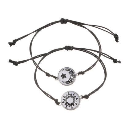 Braccialetti romantici per coppia di sole e luna luminosi per donna Uomo Bracciale coordinato con corda intrecciata fatta a mano Regali di gioielli per San Valentino