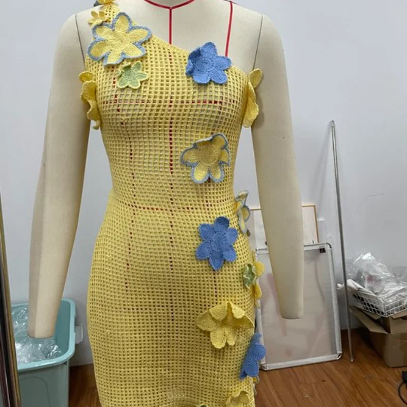 Set di gonne superiori con corsetto da spiaggia lavorato a maglia Set di gonne divise con reggiseno senza maniche con scollo all'americana 3D senza schienale Abiti da donna 2 pezzi Abiti primaverili