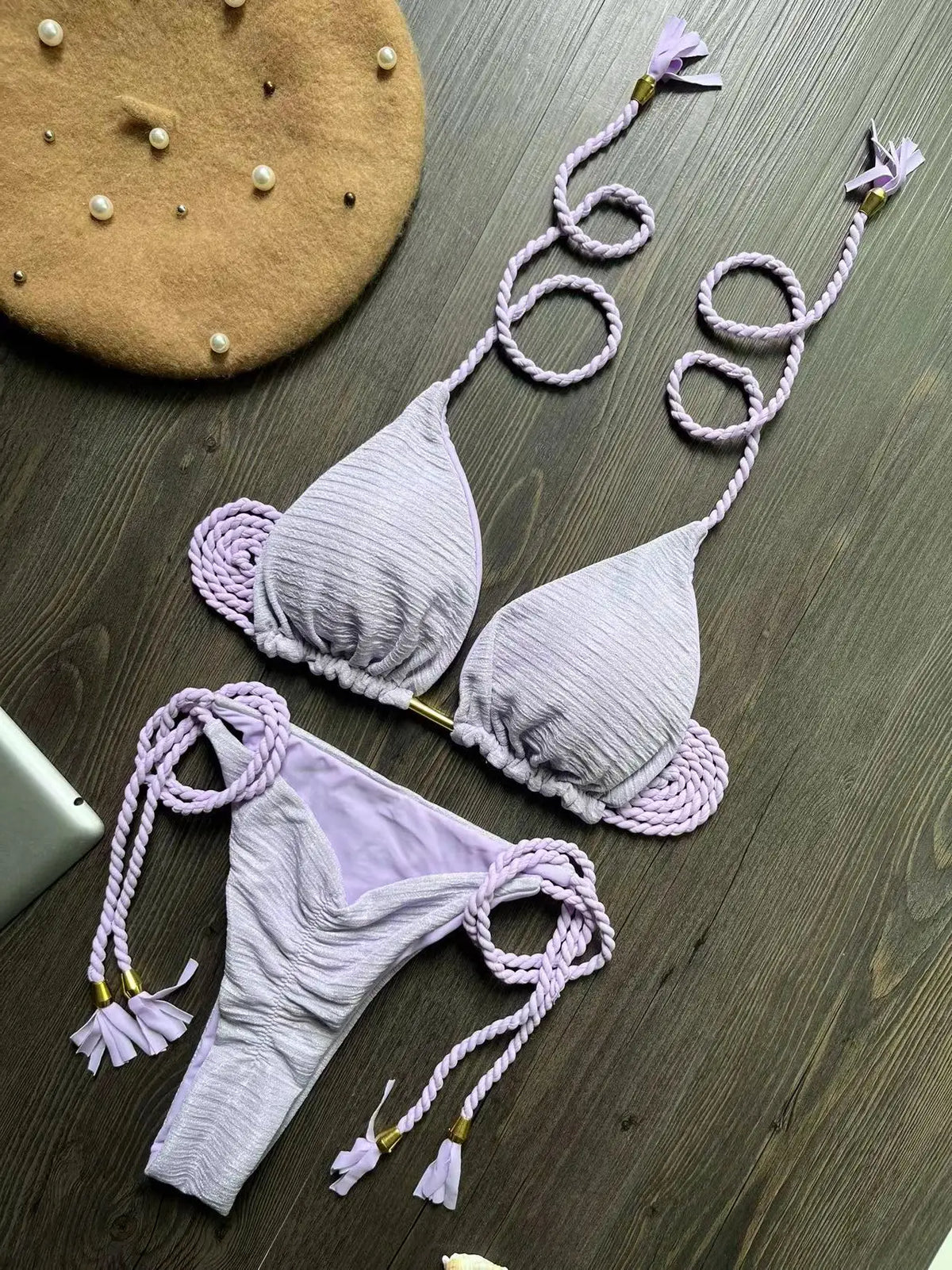 RUOTONGSEPT Sexy Braided Rope Straps Bikini Set 2024 New Swimsuit Women Swimwear Push Up Brazilian Bathing Suit Beach Biquinis