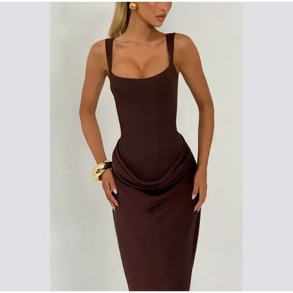 Mini abito da donna con scollo a V e scollo all'americana senza schienale Moda senza maniche a vita alta Abiti aderenti 2025 Nuova estate Lady Party Holiday Robes