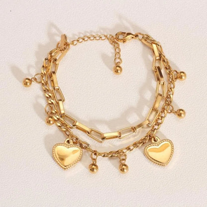 Bracciale d'amore con fagioli a sfera in acciaio multistrato di tendenza alla moda da donna, regali per viaggi, appuntamenti, banchetti, feste, festival