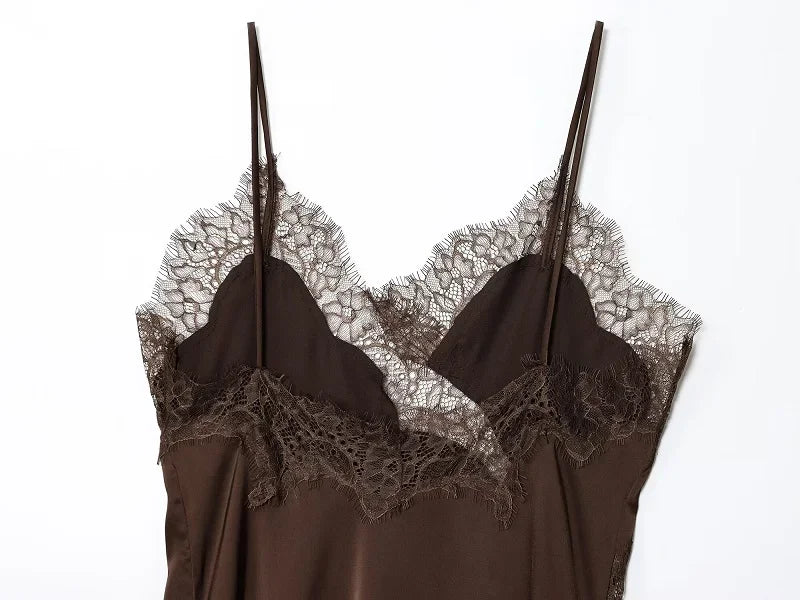 MUJER Abito sottoveste in pizzo nero Abiti corti da festa in raso da donna per le donne Abiti da donna sexy senza schienale Mini abito da notte asimmetrico
