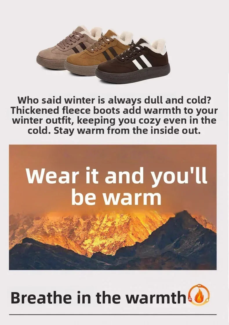 Stivali da neve da donna per l'inverno, con fodera in pile, scarpe basse casual, impermeabili, antiscivolo, resistenti, comode e calde, scarpe da donna in stile retrò.