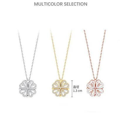 1pc a forma di cuore quadrifoglio ciondolo collana gioielli zircone donne amore catena clavicola regali apribile girocollo gioielli