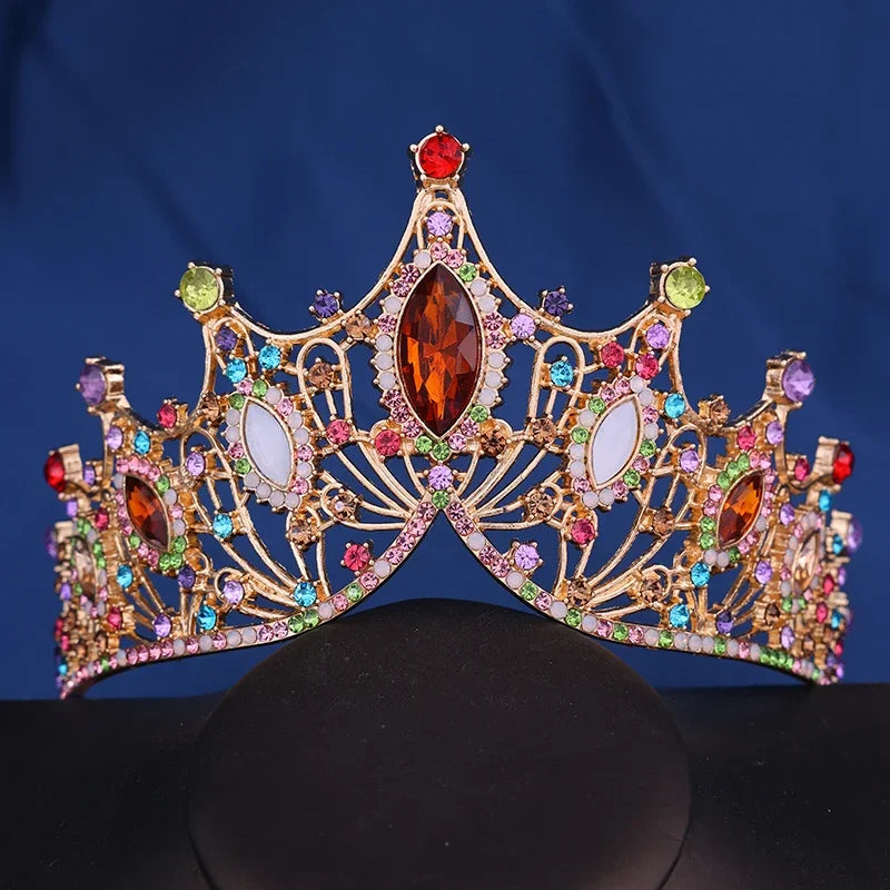 Corona da sposa Barocca Vintage Principessa Regina Copricapo Tiara di cristallo per le donne Corona da sposa Accessori per capelli Gioielli