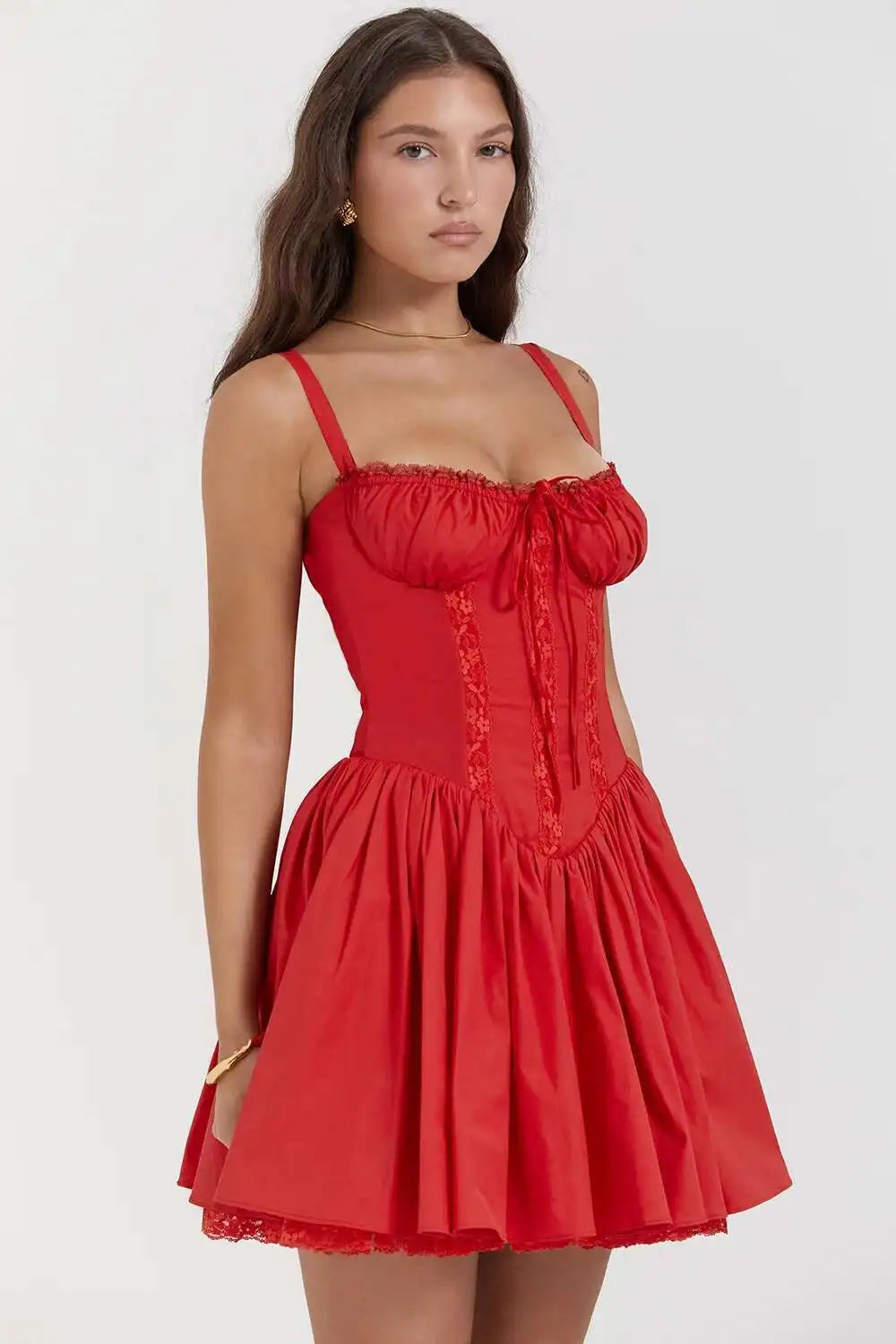 Townlike Lace Patchwork a-line Dress Women Spaghetti Strap Mini 2024 Sping Summer Dress Backless Nightclub abiti da festa Sexy