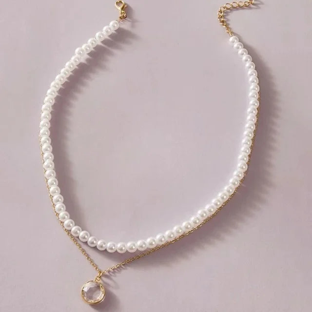 2023 tendenza elegante gioielli da sposa grande collana di perle per le donne moda imitazione perla verde rosa pietra di colore collana girocollo
