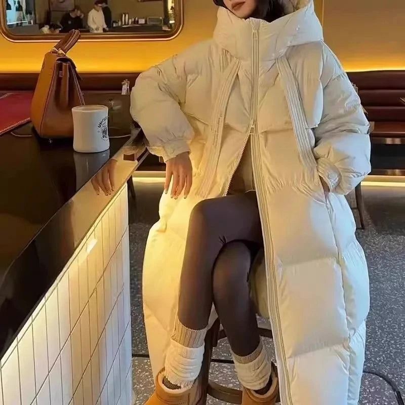 2026 Nuova Giacca Invernale in Cotone da Donna, Cappotto Lungo Stile Coreano, Giacca con Cappuccio Spessa e alla Moda, Cappotto Caldo da Donna