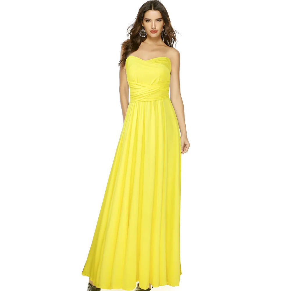 Abito formale da donna elegante da sera lungo con scollo a V profondo abito convertibile multistrato maxi abiti greci abito da festa di nozze