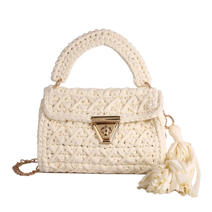 Borsa a Mano da Donna in Maglia Uncinetto, Borsa a Spalla Artigianale in Filato Intrecciato, Borsa Grande Capacità per Spiaggia, Vacanze Estive, Shopping e Viaggi