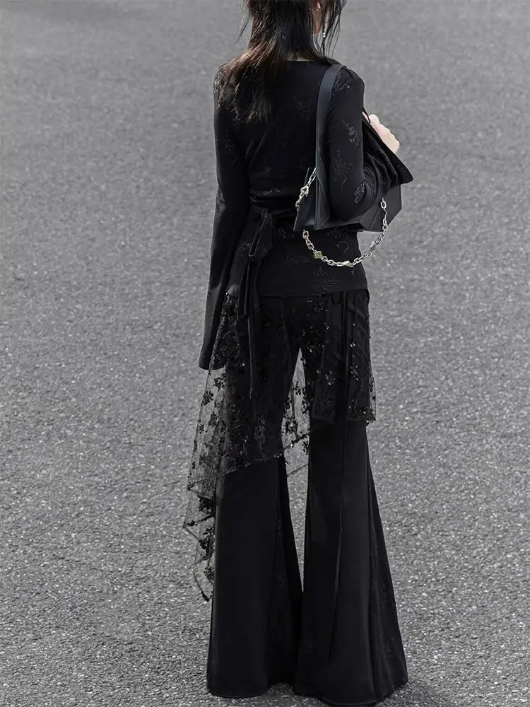 Harajuku Donne Fata Garza Glitter Gonne Vedere Attraverso La Fasciatura Irregolare Gonna Vintage Grunge Alla Moda Mujer Faldas Y2k Estetica