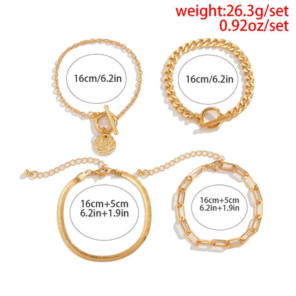 Braccialetto con ciondolo moneta con catena a maglia cubana Punk per donna a mano Vintage OT Buckle Snake Chain Charm Bangles coppia gioielli regalo