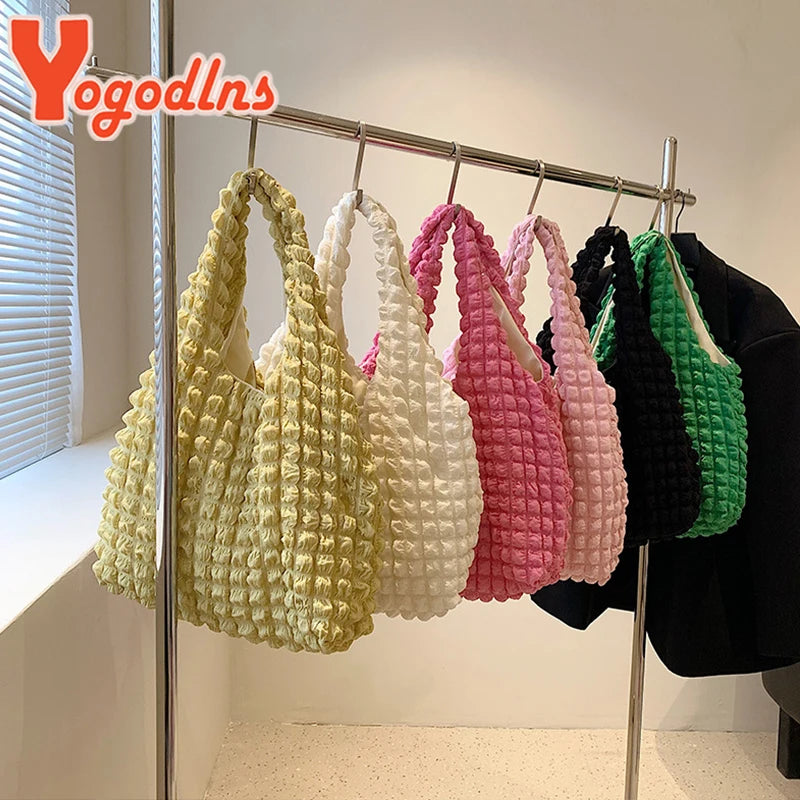 Yogodlns Borsa a nuvola pieghettata estiva Borsa a tracolla femminile di grande capacità color caramello Borse Shopping Borsa per ragazze Tote Bolsas