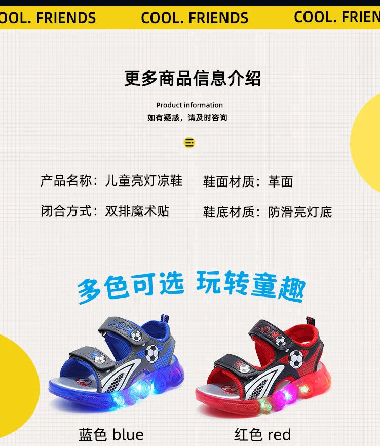 Sandali estivi Nuovo Sport Comfort Scarpe da bambino Antiscivolo Traspirante Morbido Light Up Scarpe da ragazzo Moda Spiaggia Sandali casual Босоножки