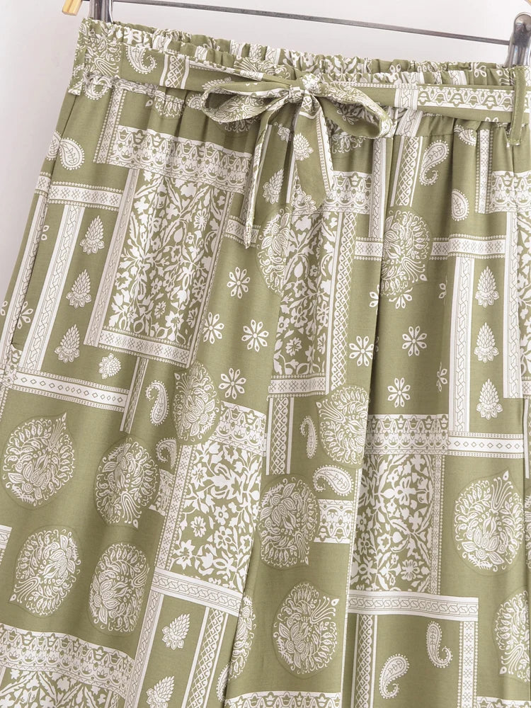 Boho Queens Donna Abiti con stampa floreale marrone Kimono Abito Abiti bohémien Pantaloni a gamba larga 2 pezzi Rayon Boho Set costume da bagno