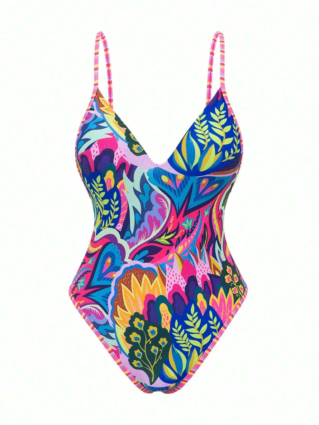 Sexy Deep V Print Backless Triangle Pant One Piece Swimsuit Women's Strapless Body Covering Cross-Border Trend 2026