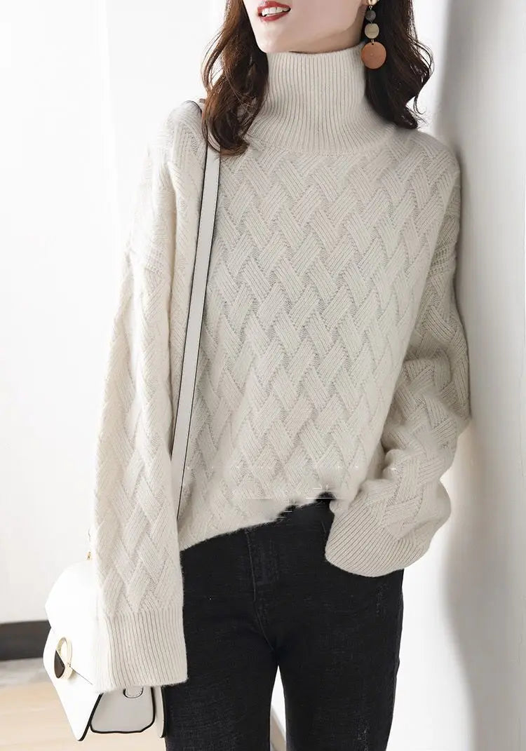 2024 nuove donne maglione allentato inverno casual chic cashmere oversize maglione spesso pullover pullover manica lunga femminile S-3XL