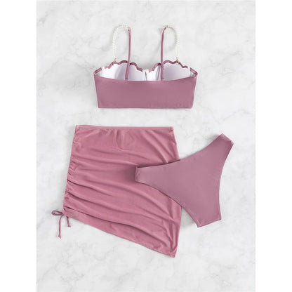 S - XL perle Bikini Push Up costume da bagno donna costumi da bagno donna Bikini a tre pezzi con reggiseno coppa bagnante costume da bagno Swim V4302
